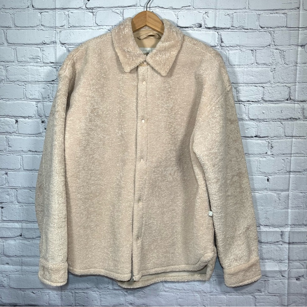 Urban Outfitters Jacket Mens Size Medium Tan Sherpa Fleece Snap Button